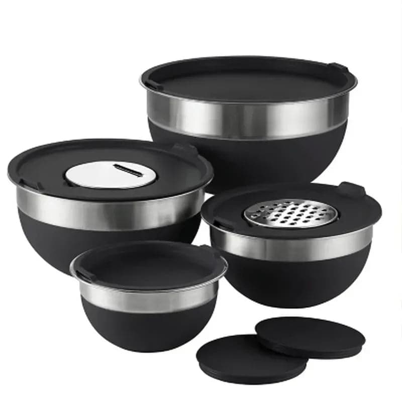 Tramontina 10-Piece Stainless Steel Mixing Bowls, Covers & Graters Included (Assorted Colors)