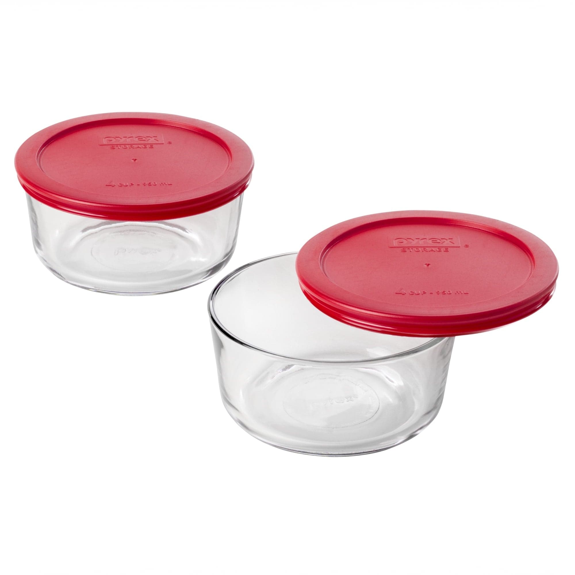 Pyrex Simply Store 4C Glass Food Storage and Baking Container, Set of 2 with Lids