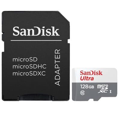 SanDisk 128GB Ultra UHS-I microSDHC Memory Card with SD Adapter