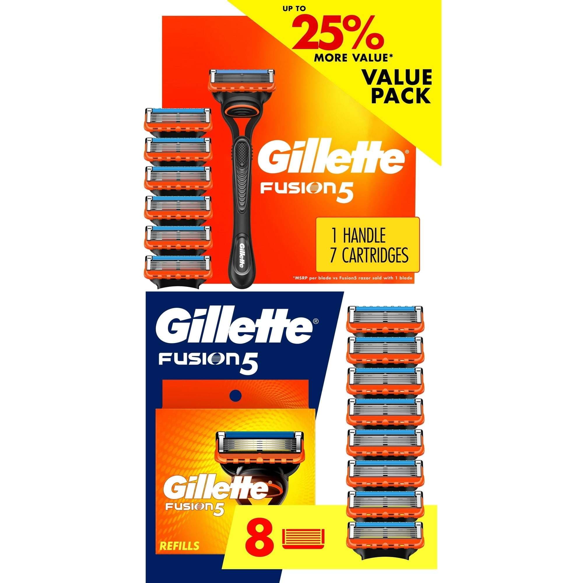 Gillette Fusion5 Razor Handle with 15 Blade Cartridge Refills