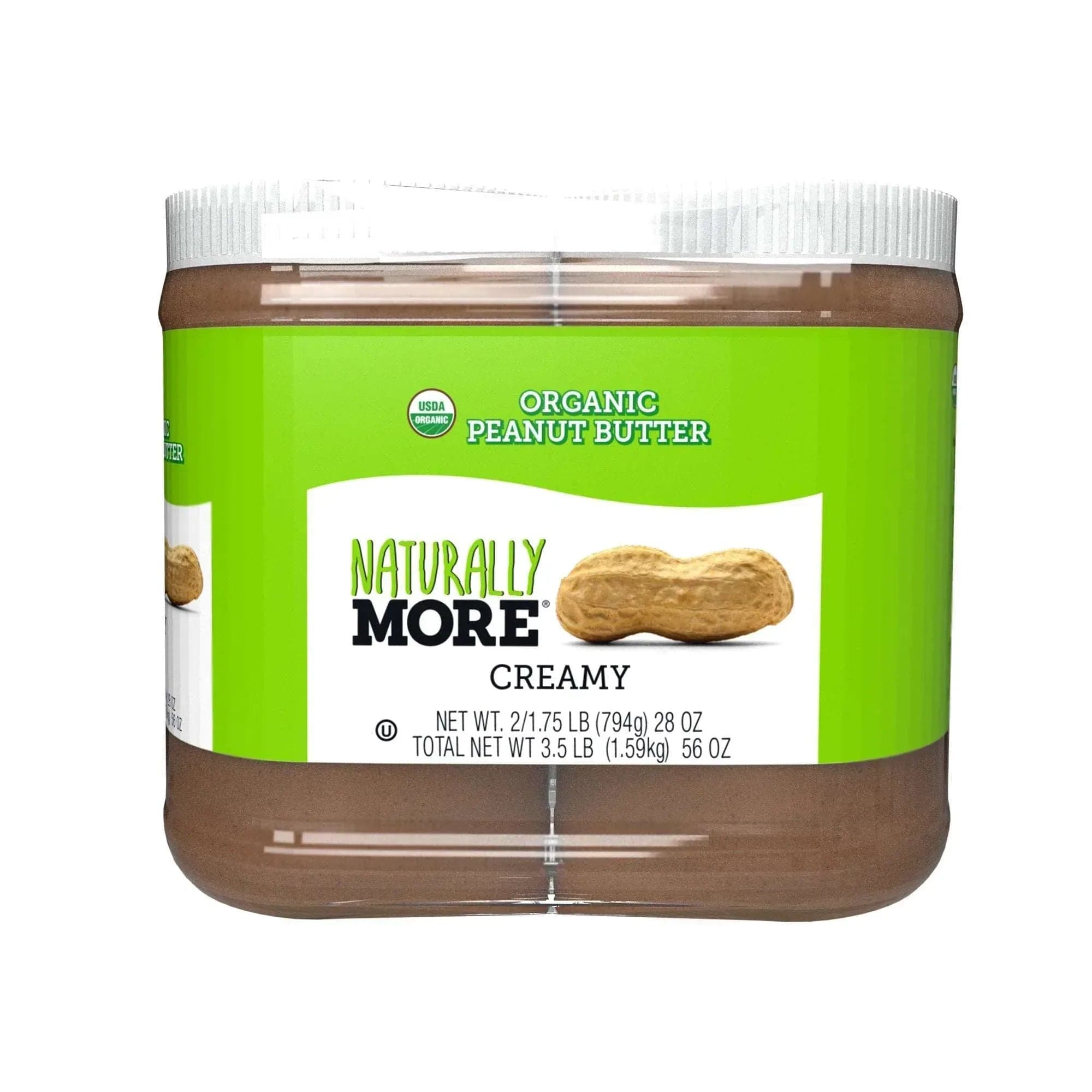 Naturally More Organic Creamy Peanut Butter, 28 oz, 2-count