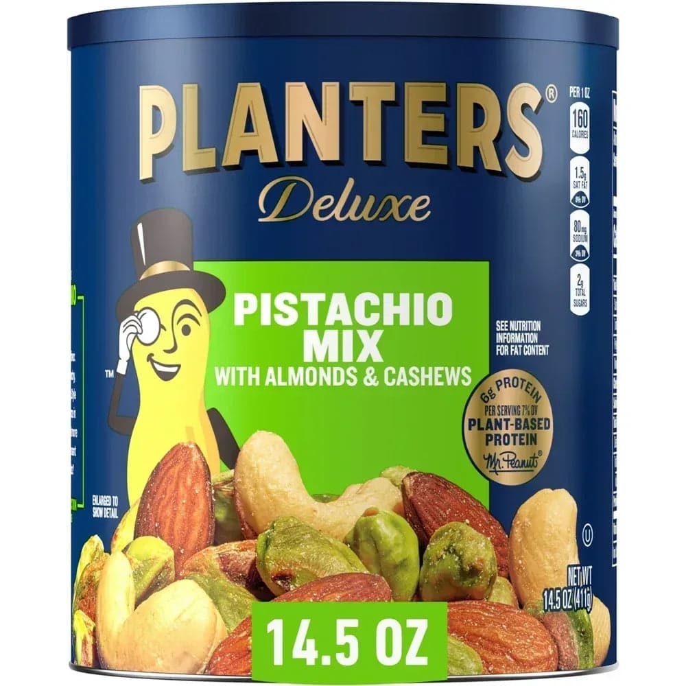 Planters Deluxe Pistachio Mix, 14.5 oz Canister