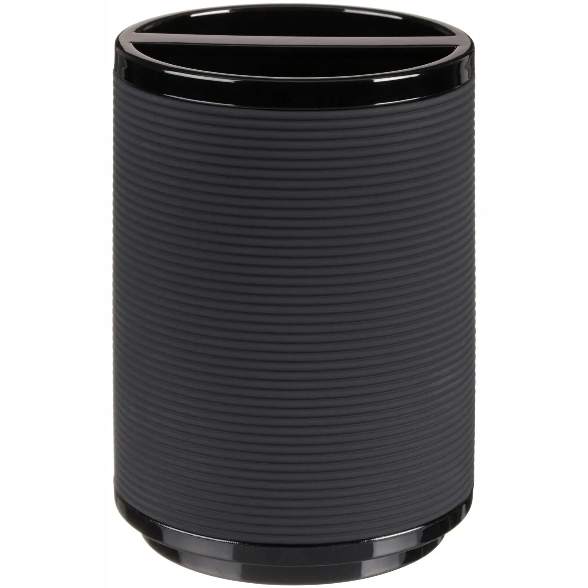 Mainstays Soft Touch Black Plastic Toothbrush Holder for Adults and Kids