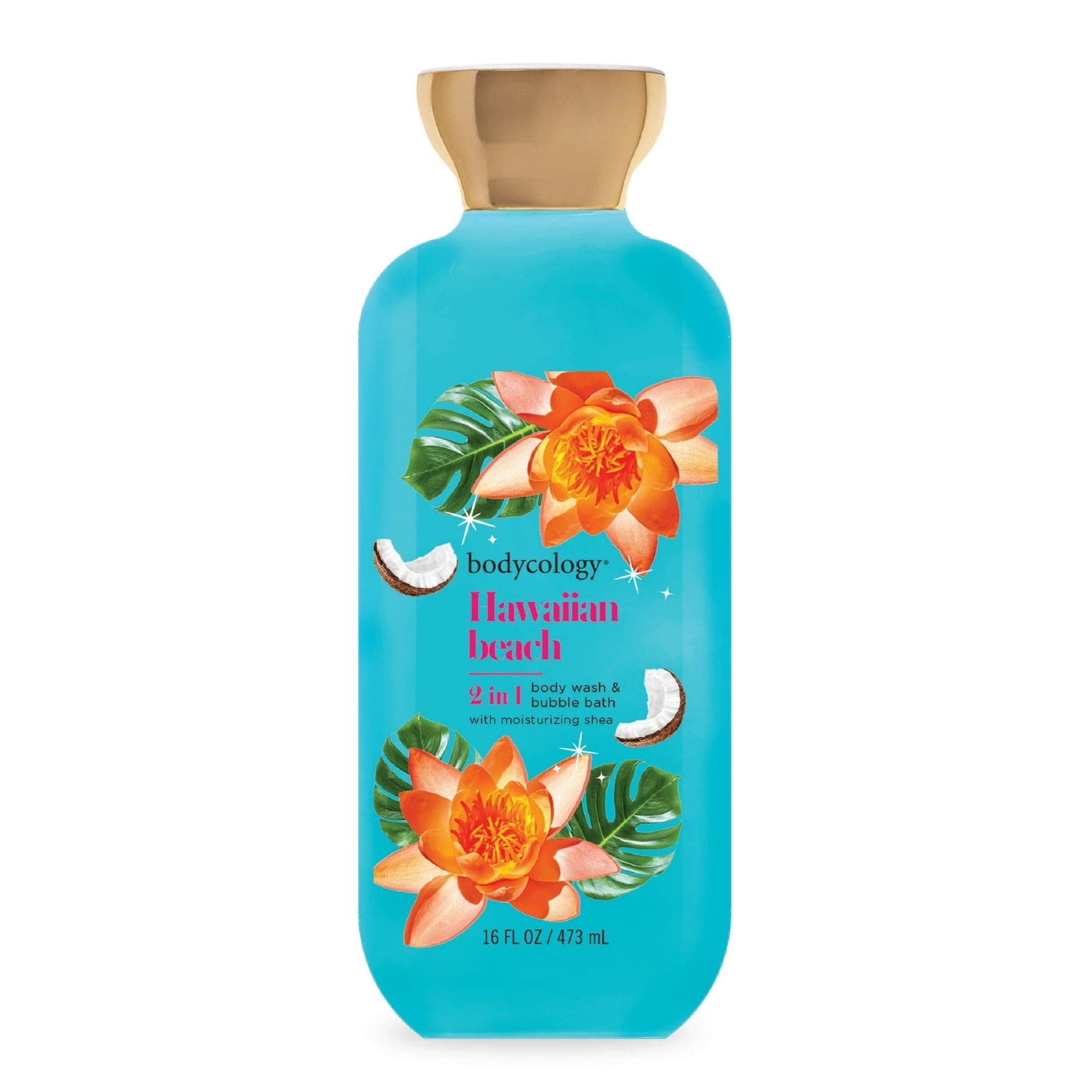 Bodycology Hawaiian Beach 2-in-1 Body Wash & Bubble Bath, 16 fl oz