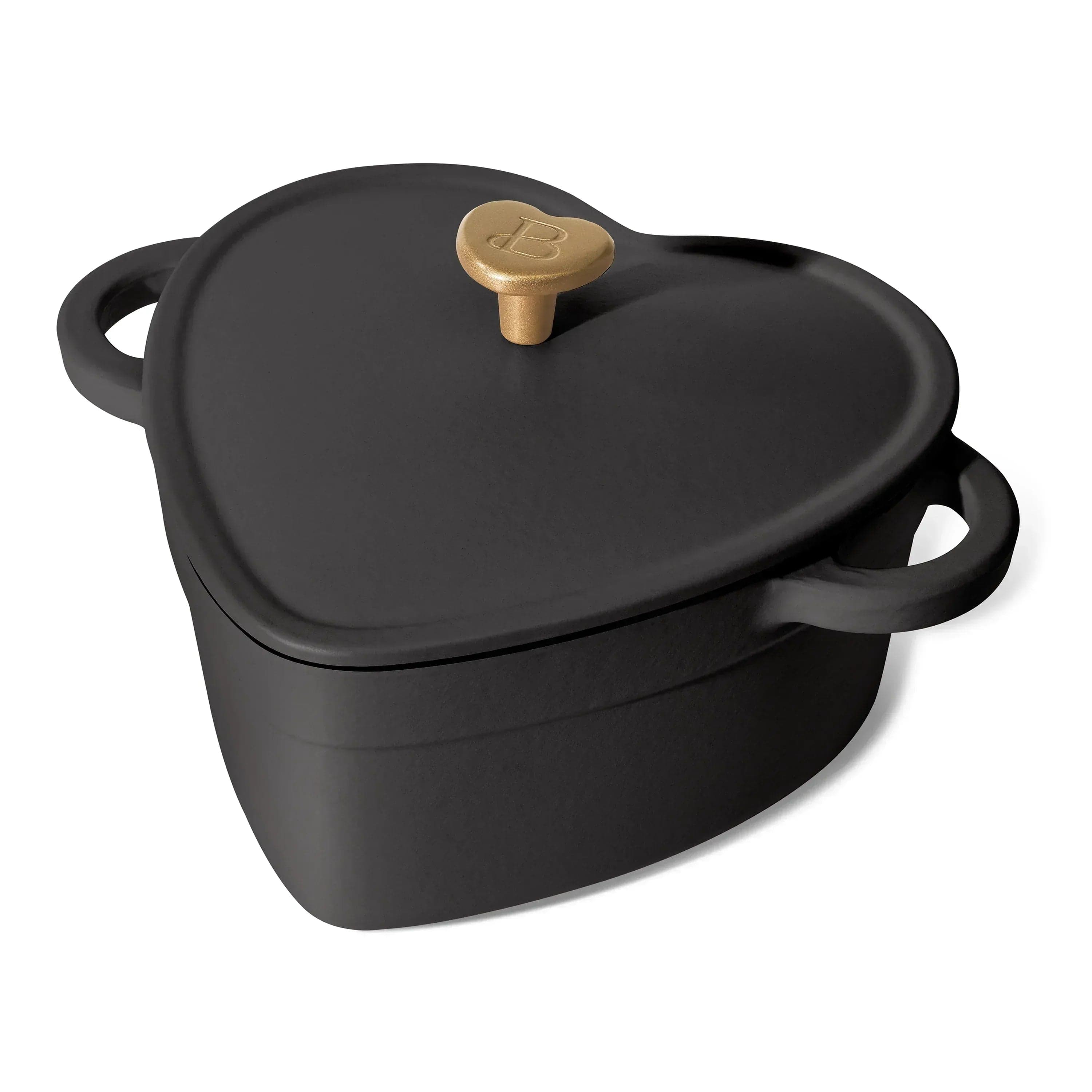 Beautiful 2QT Cast Iron Heart Dutch Oven, Black Sesame by Drew Barrymore