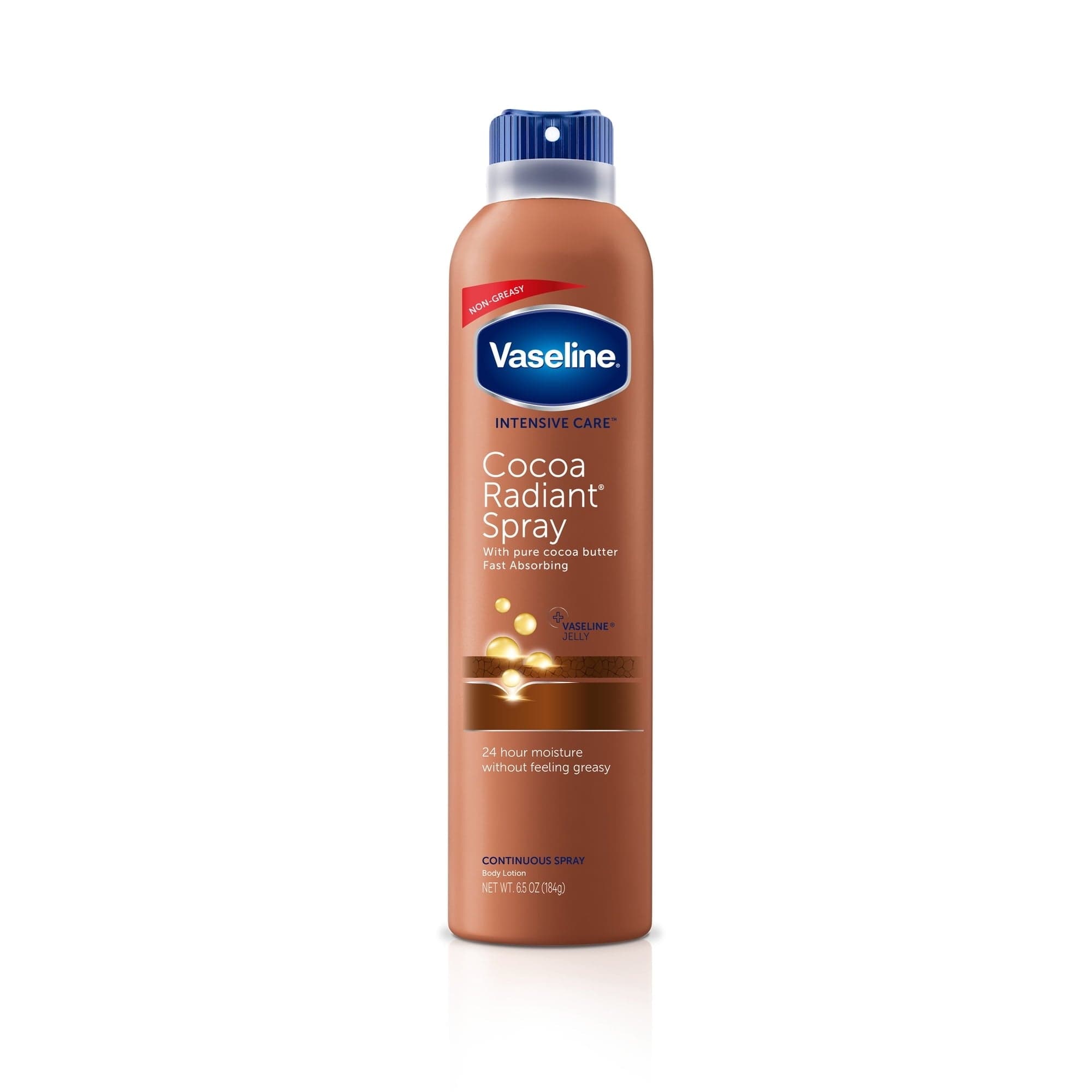 Vaseline Intensive Care Spray Moisturizer For Dry Skin Cocoa Radiant, Made with 100% Pure Cocoa Butter, 6.5 oz
