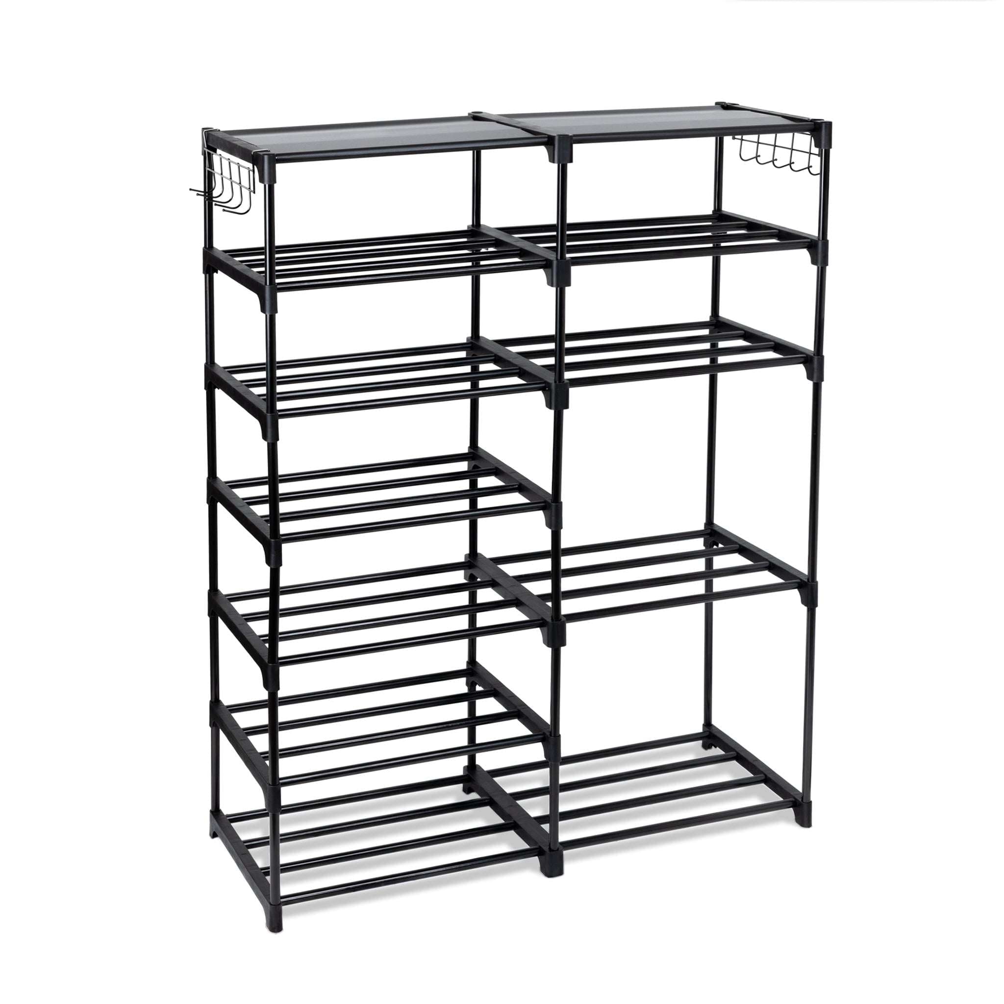 Mainstays Black 7-Tier Shoe Rack with Space-Saving Design, Holds 21 Pairs