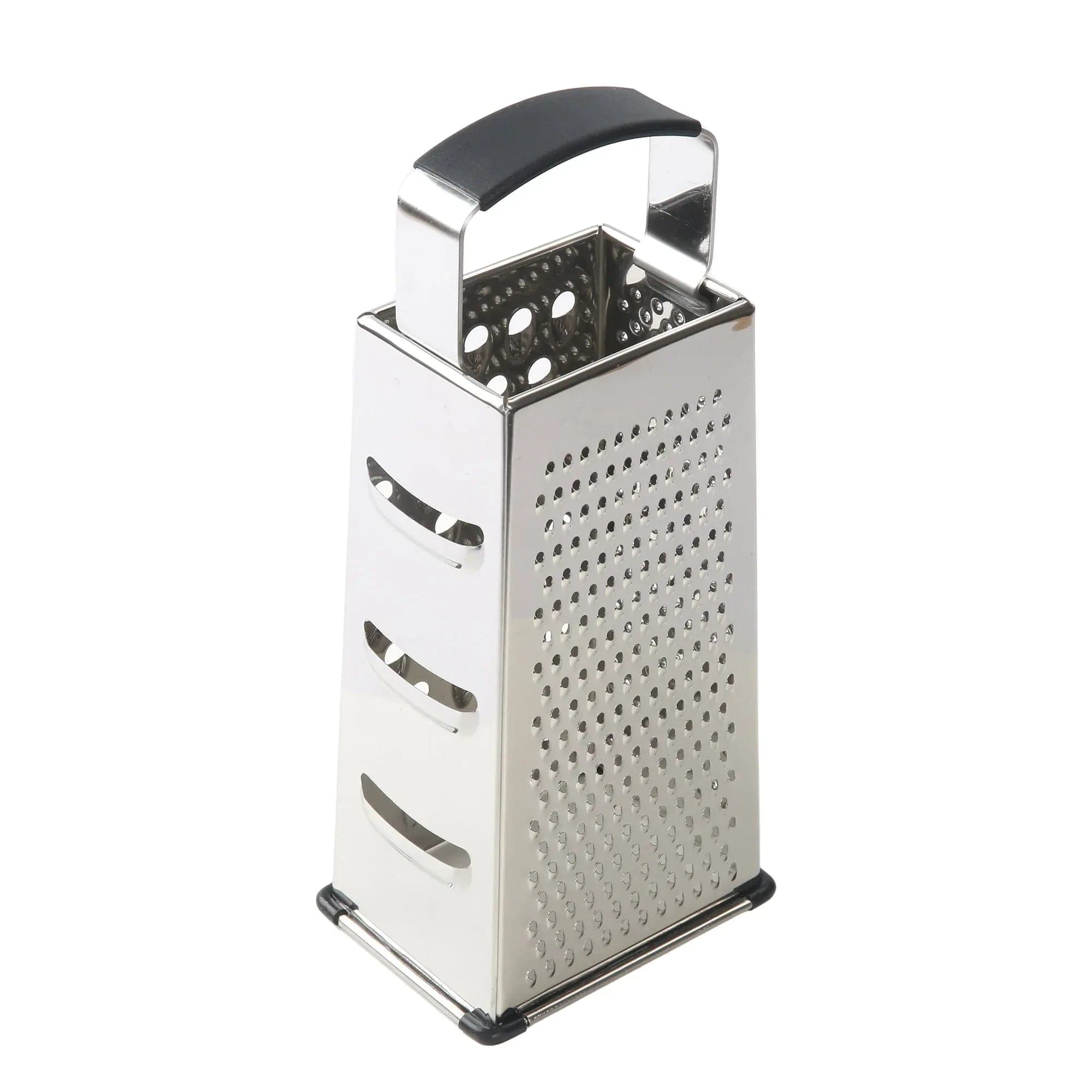 Mainstays Soft Grip Stainless Steel Grater, 9 Inch, 4-Sided, Silver
