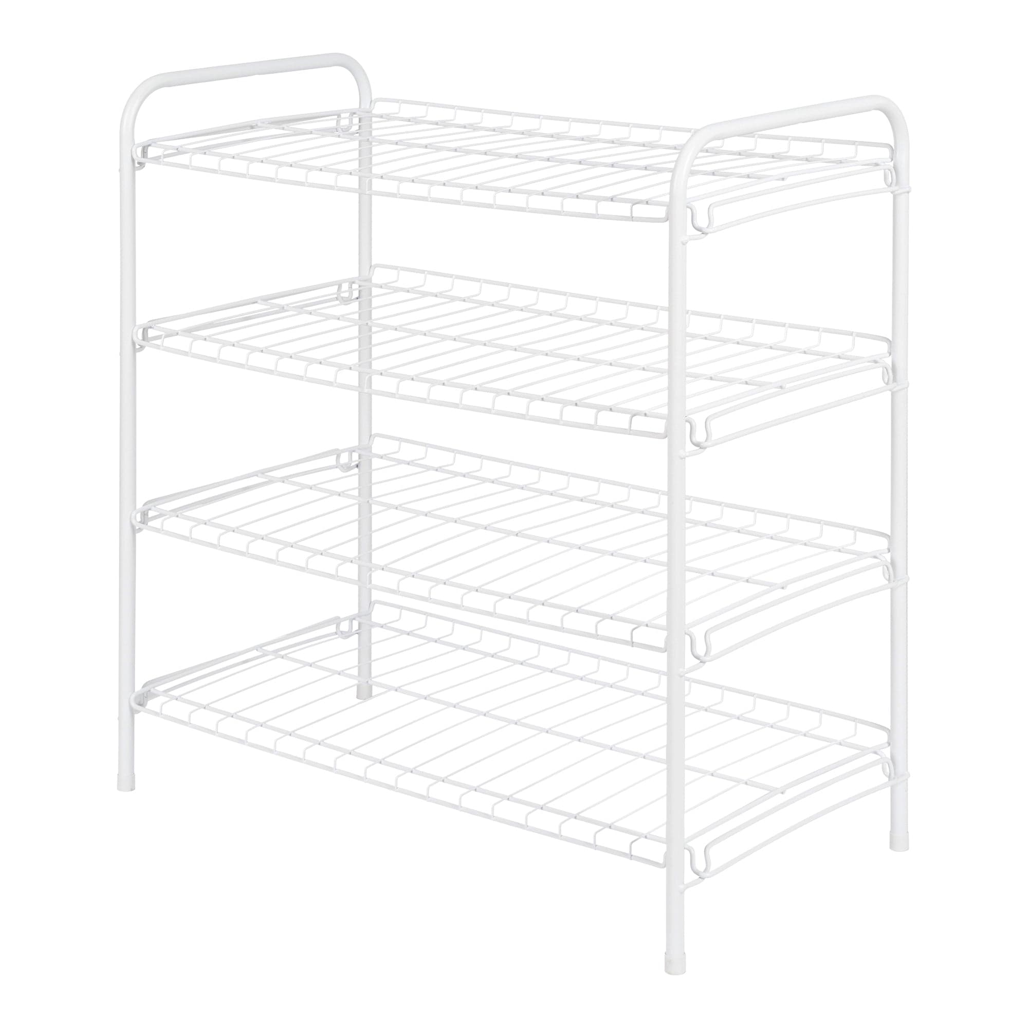 Mainstays Steel Wire Shoe Organizer, 4-Tiers, 12 Shoe Pair Capacity, Durable Shoe Rack, White