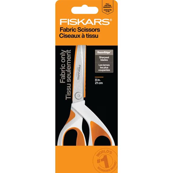Fiskars 8" Razoredge Softgrip Fabric Scissors, Orange
