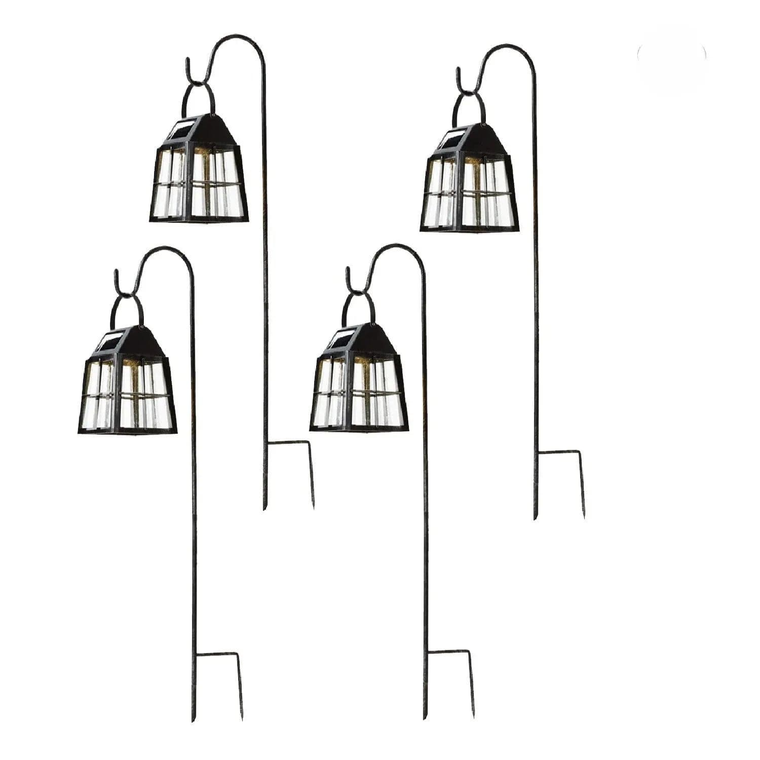 Deck Impressions Farmhouse Solar LED Shepherd's Hook Lanterns, 4-Pack