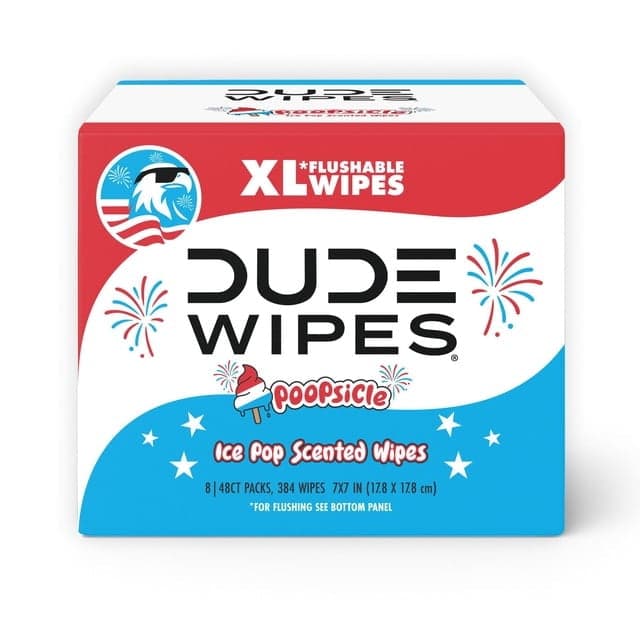 DUDE Wipes XL Flushable Wipes, POOPsicle, 8 ct., 384 wipes
