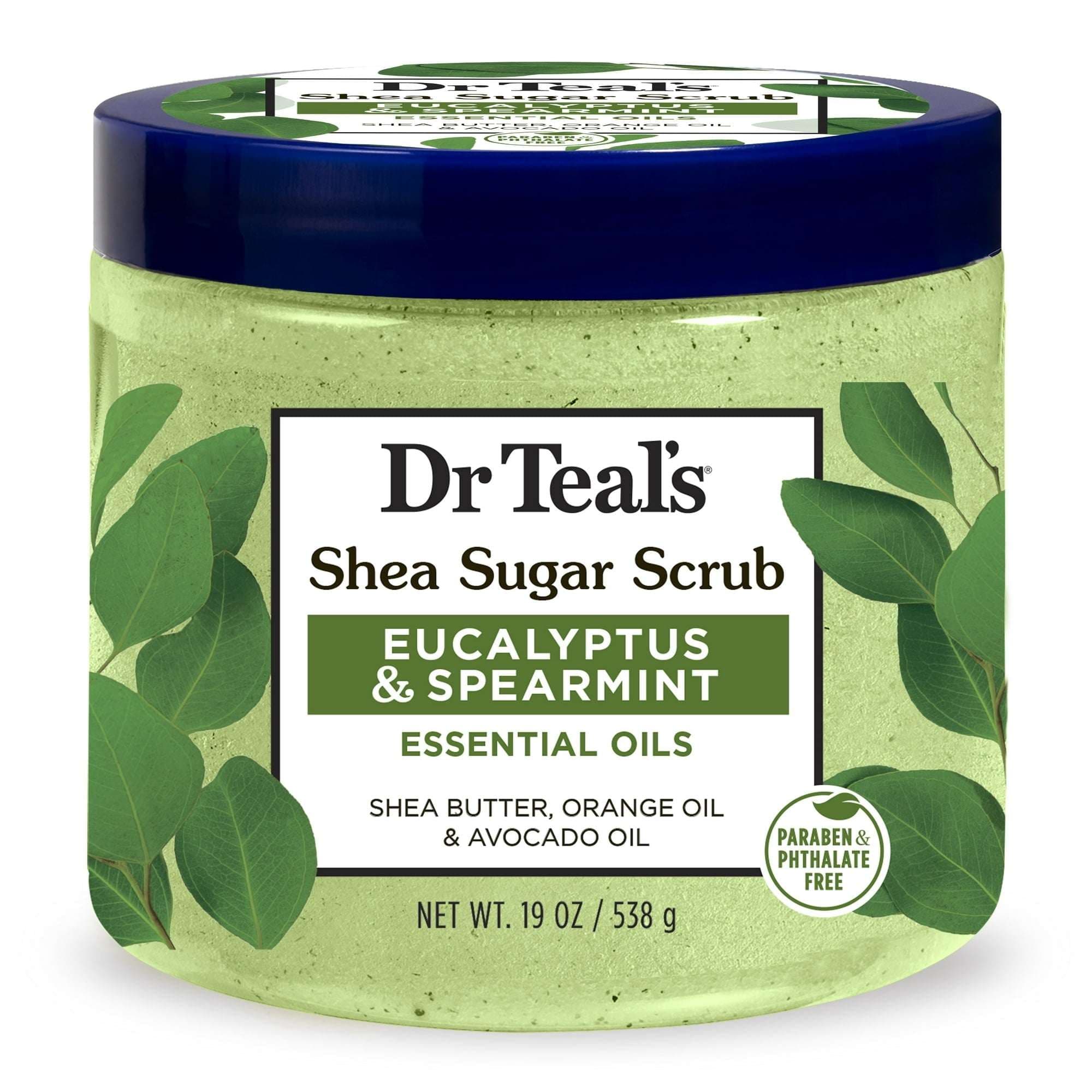 Dr Teal's Shea Sugar Body Scrub with Eucalyptus and Spearmint, 19 oz