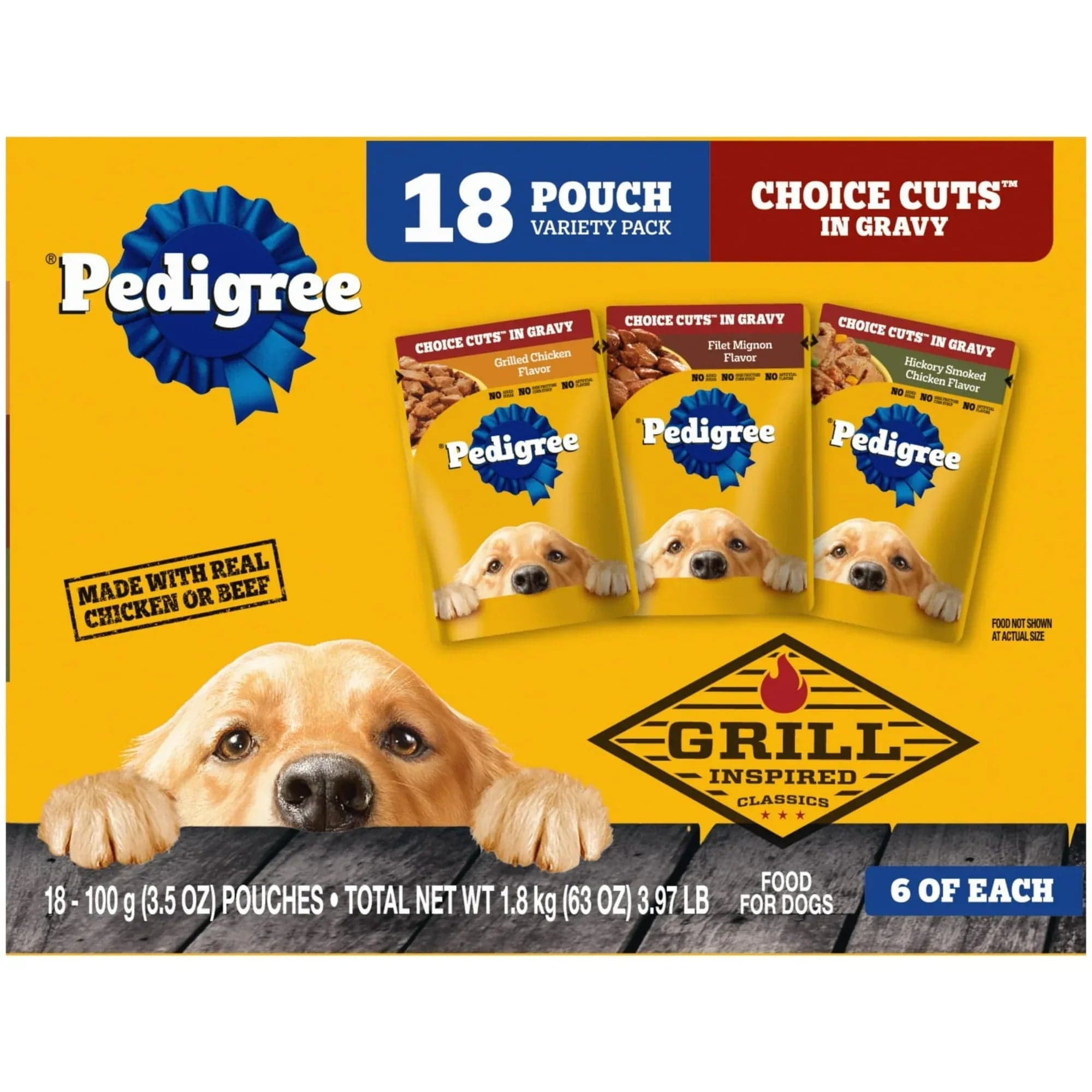 Pedigree Choice Cuts In Gravy Adult Soft Wet Dog Food Variety Pack, (18) 3.5 oz Pouches