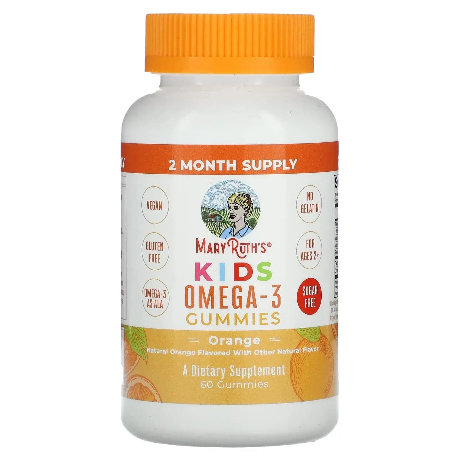 MaryRuth's, Kids Omega-3 Gummies, Ages 2+, Orange, 60 Gummies
