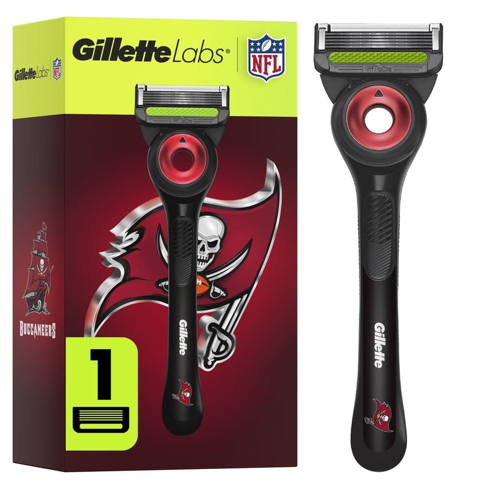Gillette Labs Officially Licensed Tampa Bay Buccaneers Razor for Men, 1 Handle and 1 Blade Refill, with Exfoliating Bar