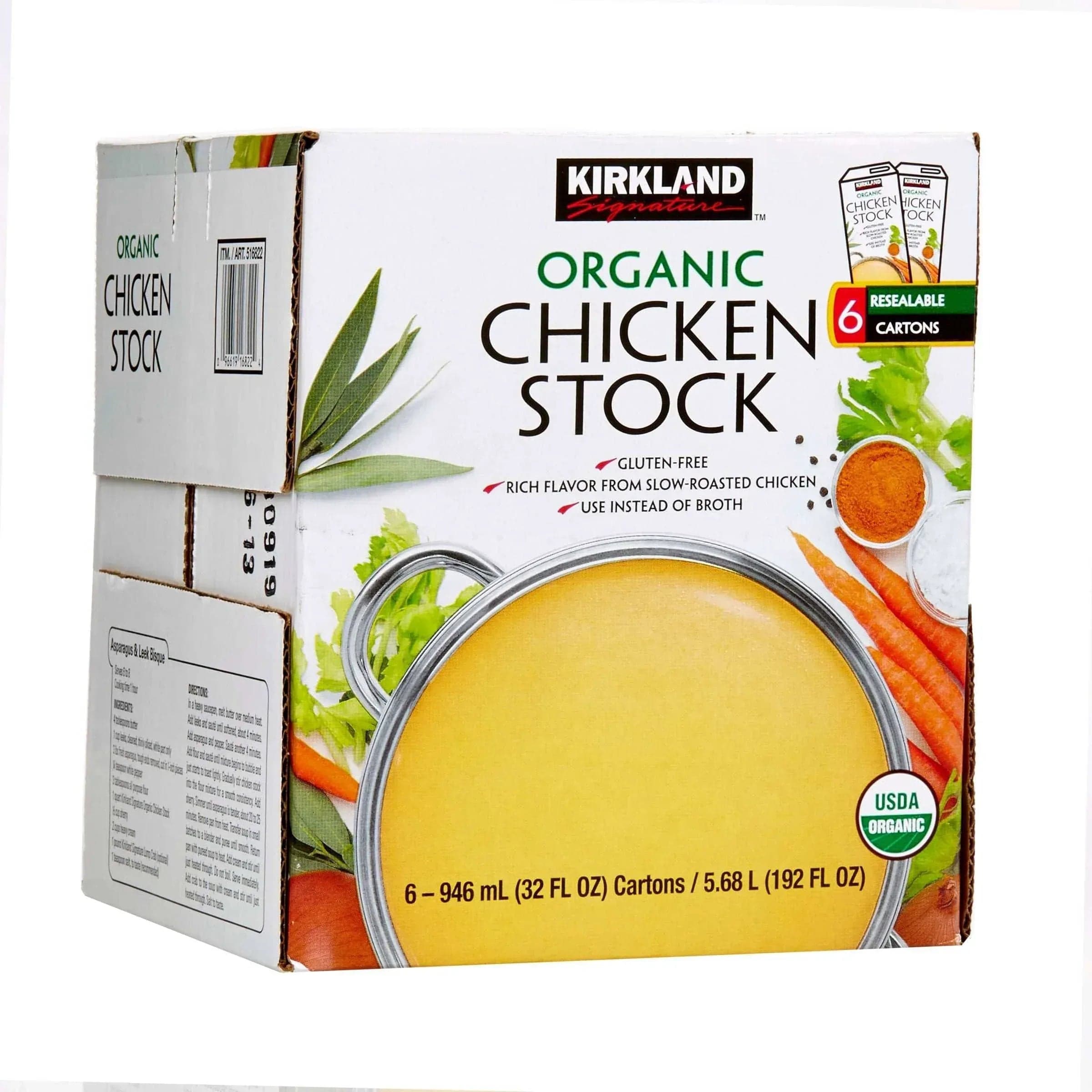 Kirkland Signature Organic Chicken Stock, 32 fl oz, 6-Count
