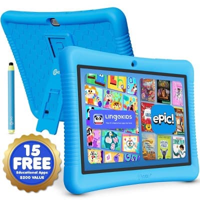 Contixo 10" Kids Tablet, with Epic! & Lingokids, Educational Android Tablet for Kids 3-12, 32GB, Parental Controls, Kid-Proof Case - Purple