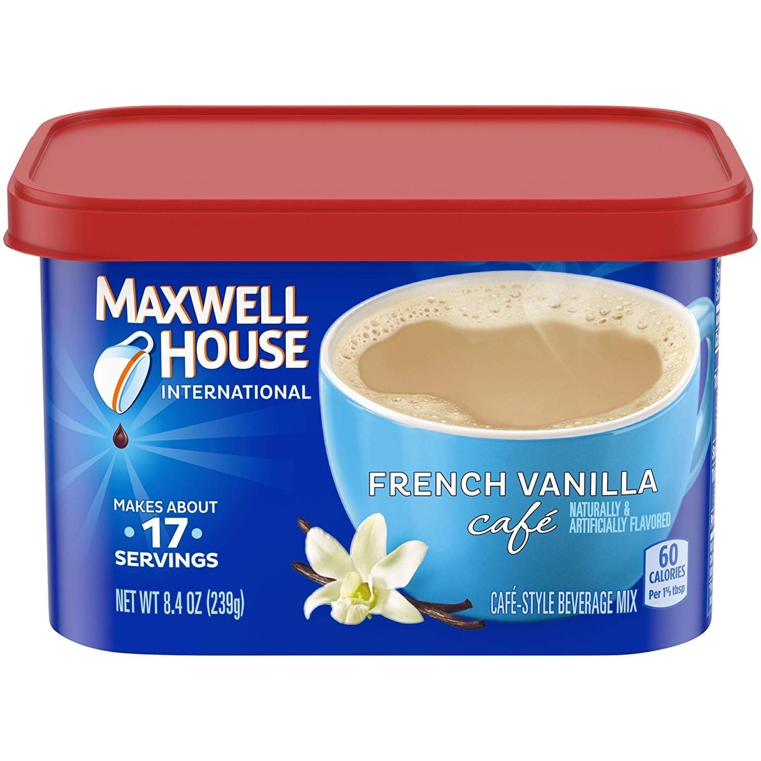 Maxwell House International French Vanilla Cafe-Style Beverage Mix, 8.4 oz Tub (Pack of 4)