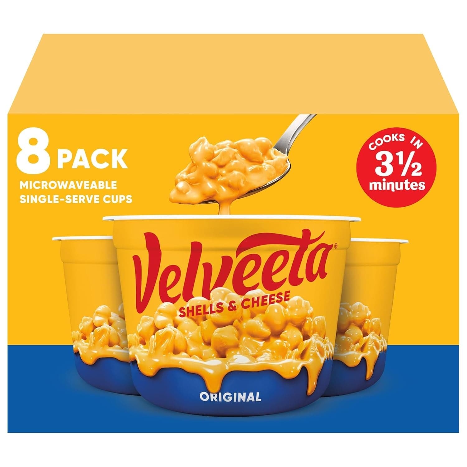 Velveeta Shells and Cheese Original Microwavable Cups, 2.39 oz (8 Count)