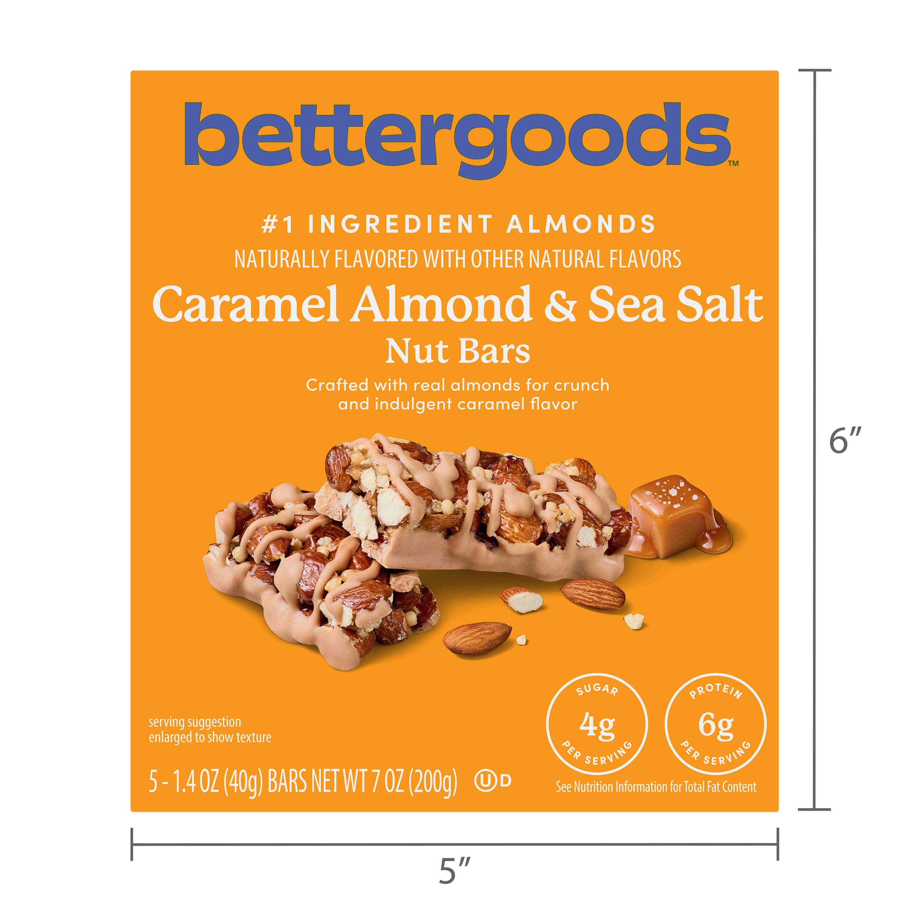 bettergoods Caramel Almond & Sea Salt Nut Bars, 1.4 oz, 5 Count