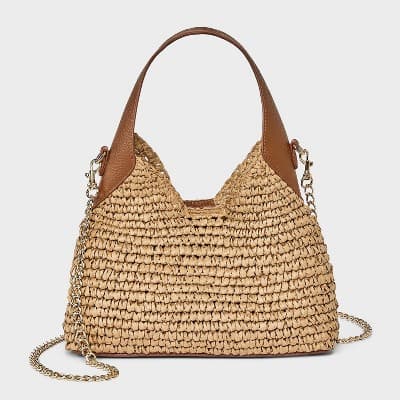 Straw Mini Slouchy Shoulder Bag - Universal Thread Natural
