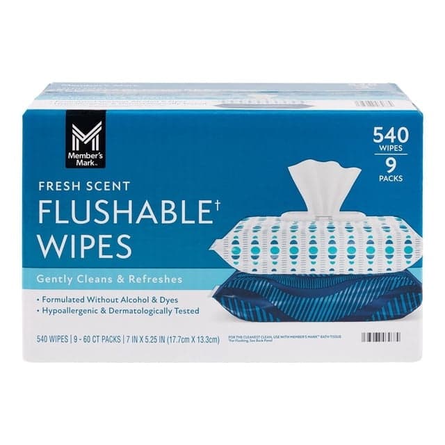 Member's Mark Flushable Wipes, Scented, 540 ct.