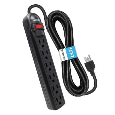Digital Energy® 6-AC Outlet 350-Joules Surge Protector Power Strip with Straight Plug in White, Size: 15 Ft.