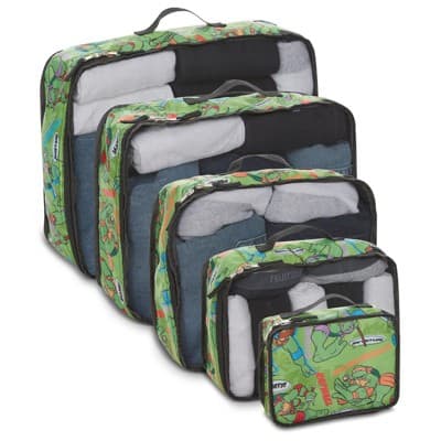 Ninja Turtles Packing Cube Set - TMNT 5 Piece Packing Cube Travel Essential - Luggage Organizer Set - For kids',Teens, Adults (Green)