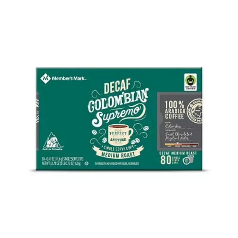 Member's Mark Mild Roast Decaf Coffee Pods, Colombian (80 Ct.)